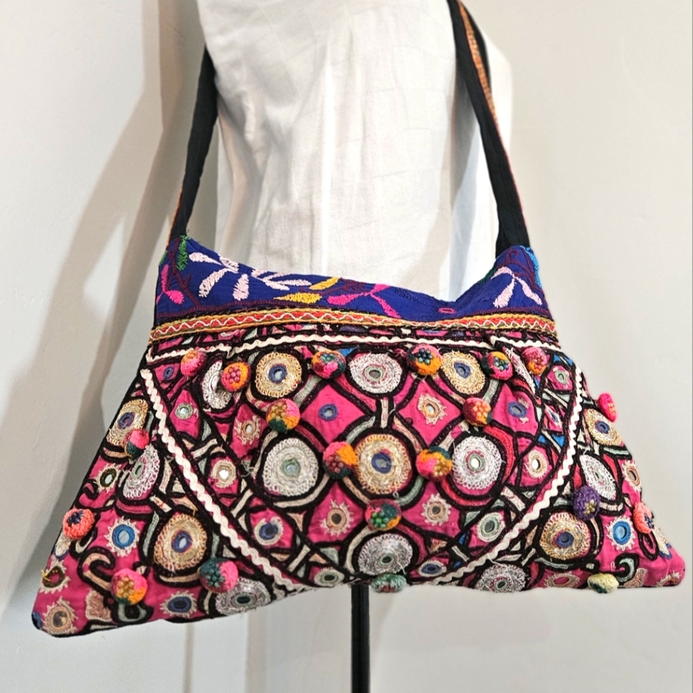 Handmade Tribal Gypsy Embroidered & Mirrored Purse from Rajasthan India